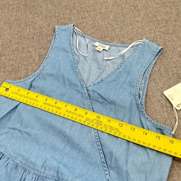 NEW! a.n.a a New Approach Peplum Top XS Blue $32 Sleeveless Cotton‎ Blend V-Neck - Picture 5 of 9